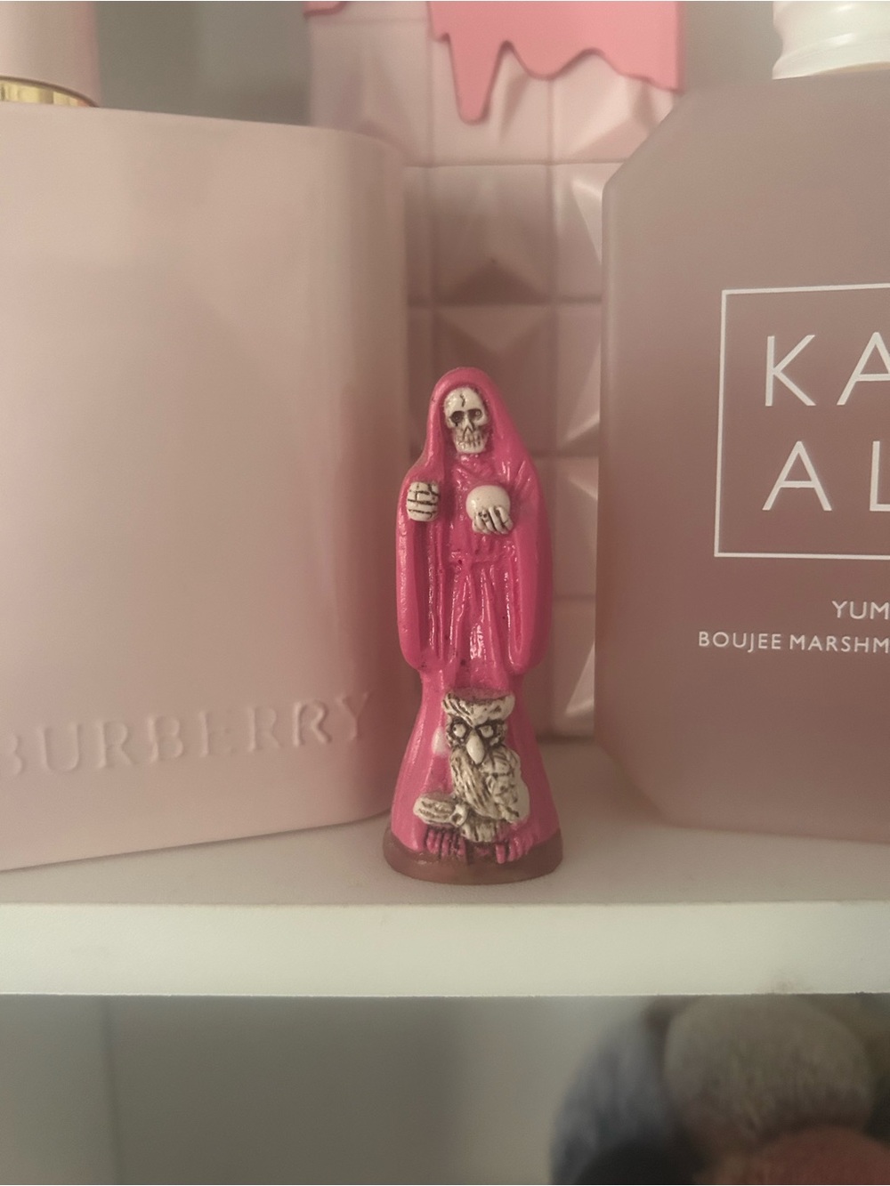 Santa Muerte Mini Statue Pink